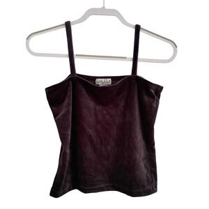 Betty Blue Large Cami Crop Tank Top Velour Purple Spaghetti Straps Y2K Casual